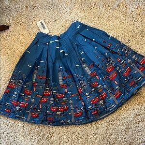 NWT ModCloth London Blue Transportation Full Pleated Skirt S